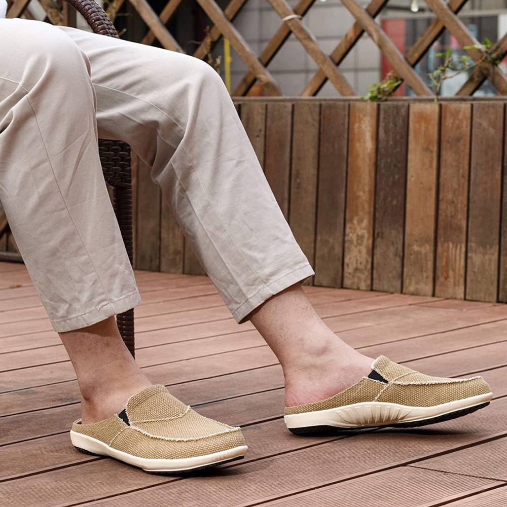 Men's Canvas Comfortable Slip On Mules Lightweight Open Back Shoes size 13 New
